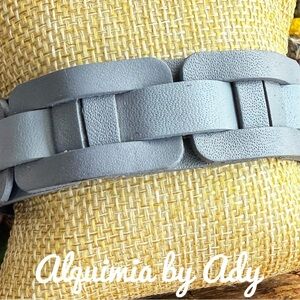 Gray Leather Woven Bracelet